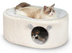 Cat Bed for Indoor Cats, Fluffy Large Enclosed Cat House Cave Pet Bed Hammock with Removable Washable Cover for Sleeping Cats, Kittens, Small Dog, Oval Hideaway