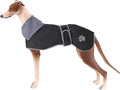 Geyecete Dog Winter Coat Geyecete Greyhound Raincoat Fabric with Lamb Velvet Inside Outdoor Dog Apparel with Adjustable Bands for Medium, Large Dog-Black-XS