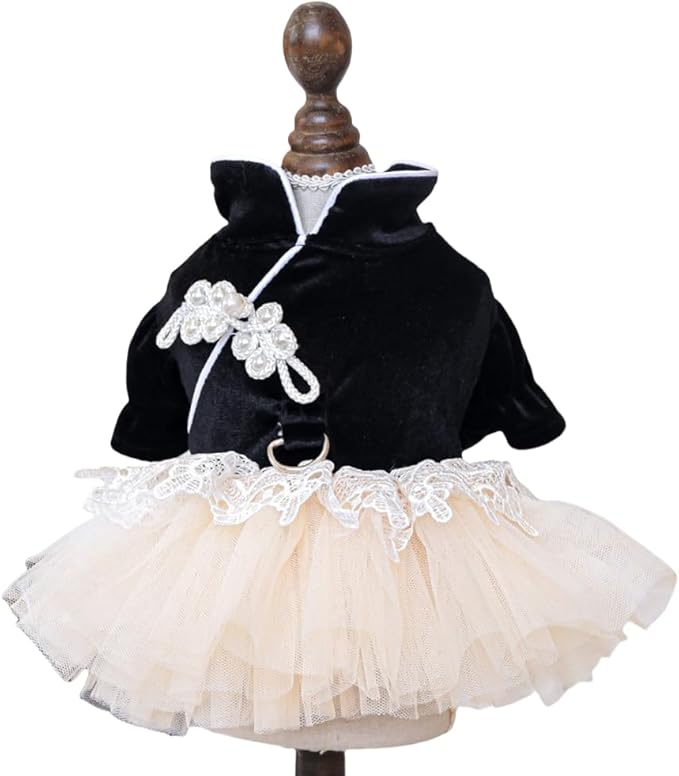 Furbabycare® Elegant Sweet Fashion Puppy Dog Blingbling Princess Skirt Pet Dog Lace Cake Camisole Tutu Dress I-Black X-Small
