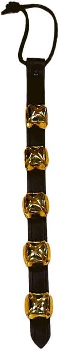 Warner Arctic Sleigh Bells Decorative Leather Strap Door Bells USA (15" with 5 Bells, Black Leather with Brass Bells)