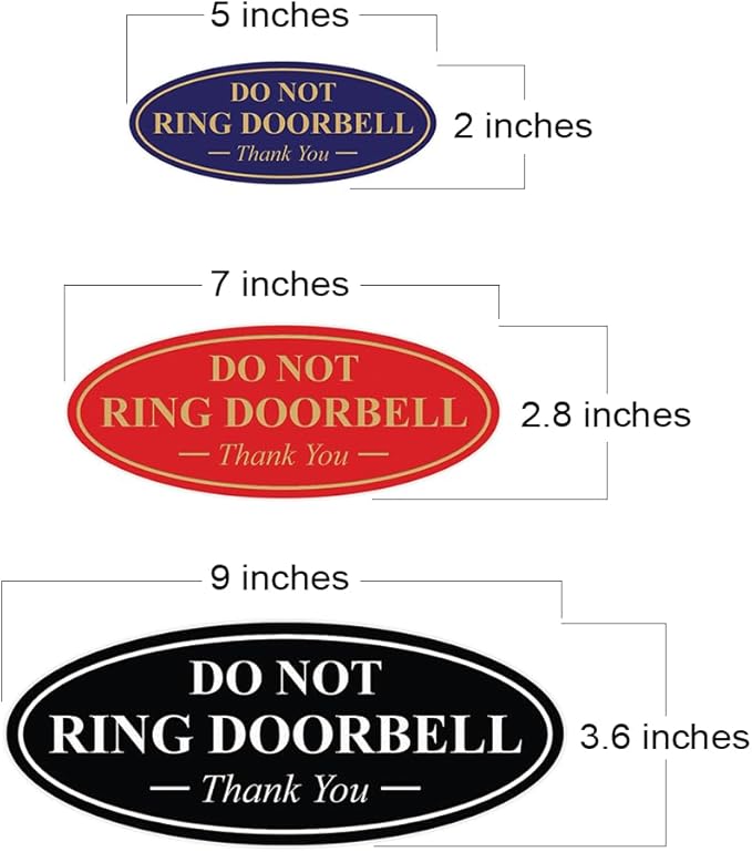 All Quality Oval DO NOT Ring DOORBELL Thank You Sign -Red Small 10 Pack