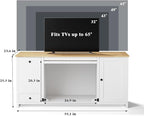 55 ” Wooden Dog Crate Furniture for Medium Dogs, End Table Sideboard Heavy Duty Dog House TV Stand with Pull-Out Feeding Station, Storage Cabinets and Drawer, Decorative Indoor White