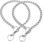 2-Pack Metal Chain Choke Collar for Dogs, Slip Link Training Dog Choker Collar Heavy Duty Puppy Collars for XXS XS Small Medium Large Big XL Breed Dogs, Silver M