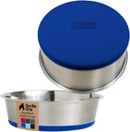 GORILLA GRIP Dog Bowls, Food Grade 304 Stainless Steel, Holds 4 Cups Each (32 fl oz) Food and Water Bowl for Feeding Dogs and Cats, Dishwasher Safe, Rust Resistant, BPA Free Rubber Base Set of 2 Blue
