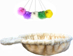 SHENGOCASE 14.6" Beige Basket Lounger Hammock Bed for Cat Tree Tower Replacement, 5-Pack Hanging Ball Toys with Elastic Strings, Cat Tree Accessories Hammock Attachment (Large Beige)