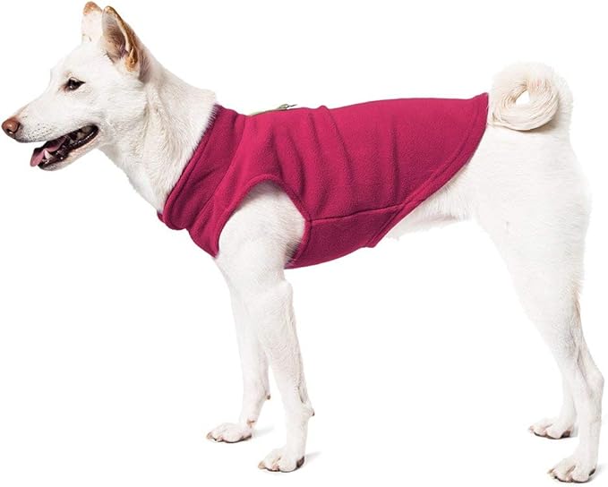 Gooby Fleece Vest Dog Sweater - Clay, Medium - Warm Pullover Fleece Dog Jacket with O-Ring Leash for Small to Medium Dogs