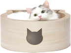 Necoichi Cat-Headed Scratcher Bed (Birch, Regular) | Cardboard Cat Scratcher Bowls for Indoor Cats - Cat Scratching Board, Cat Scratch Pad Reversible Usability and Extra Comfort for Lounge