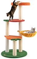 Fruit-Themed Cat Tree | Multi-Storey Cat Apartment + Rotating Hammock | Sisal Grab Pole | Teddy Plush Cat Bed | 39-Inch Pet Activity Center