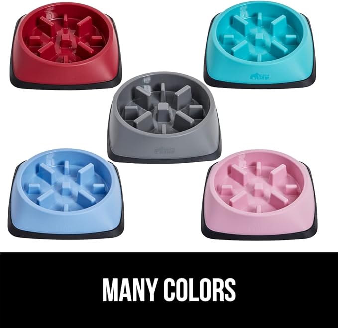 GORILLA GRIP Patented BPA Free Slow Feeder Dog Bowls, 4 Cup Interactive Puzzle Toy for Dogs and Cats Food Training Enrichment, Keeps Pets Busy and Prevents Puppy Overeating, Large Breeds, Black
