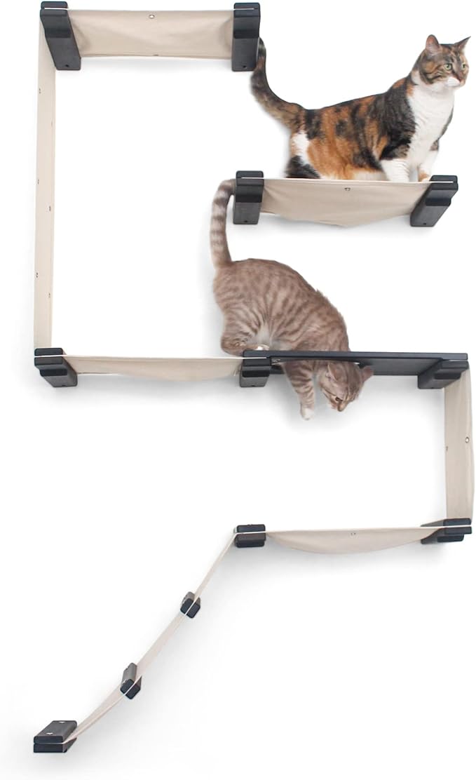 Catastrophic Creations Deluxe Cat Fort Cat Tower – Cat Condo Fort w/Escape Hatch, 4 Cat Hammocks, & Cat Scratching Post – Durable Bamboo Cat Wall Furniture - Wall Mounted Cat Tree for Indoor Cats