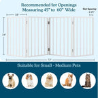 Pet Gate - 4-Panel Indoor Foldable Dog Fence for Stairs, Hallways or Doorways - 72x24-Inch Retractable Wood Freestanding Dog Gates by PETMAKER (White)