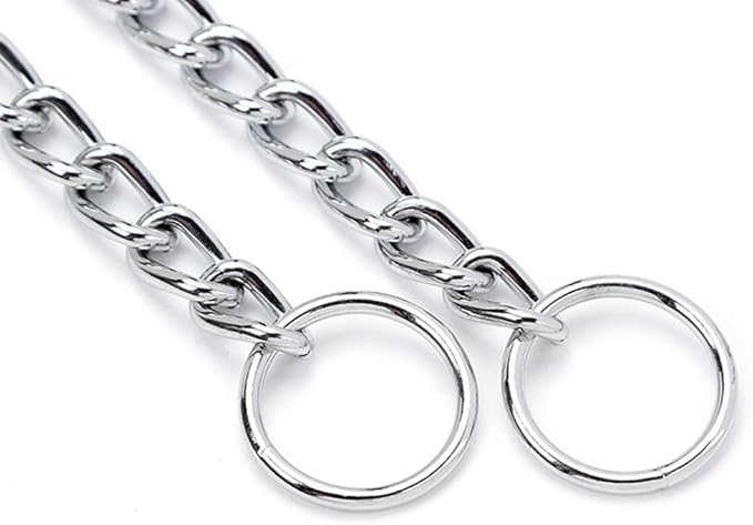 Chain Dog Choker Collar for Large Dogs, Metal Slip Link Training Heavy Duty Dog Choke Collar Martingale Puppy Collars for Small Medium Large Big XL Breed Dogs (Silver, L)