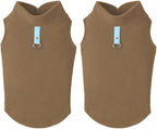 Gooby Fleece Vest Dog Sweater - Clay, Medium - Warm Pullover Fleece Dog Jacket with O-Ring Leash - Winter Small Dog Sweater Coat - Cold Weather Dog Clothes for Small Dogs Boy or Girl (Pack of 2)