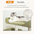Mordern Cat Tree Tower, Freestanding, Cushioned Bed, Large Base, for Multiple Cats, Compact,Winter and Summer Use, Summer Mat Included, for Large Cats (Olive Green, Height 135cm)