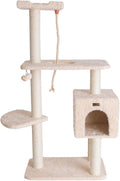 Maykoosh Faux Fur Cat Tree with Ramp & Playhouse - 40" x 20" x 57" - Beige