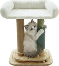 4-in-1 Small Cat Tower with Bed for Kittens, Cat Tree with Cat Self Groomer Brush, Track Balls, Natural Sisal Cat Tower with Interactive Toy, Scratching Post for Indoor Cats