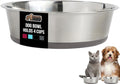 GORILLA GRIP Dog Bowl, Holds 4 Cups (32 fl oz), Food Grade 304 Stainless Steel Food and Water Bowl for Feeding Dogs and Cats, BPA Free Rubber Base, Easy Clean, Dishwasher Safe, Rust Resistant, Gray