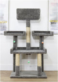 Rustic Recluse Extra Large Cat Tree 56" H x 30" W x 24" D Multi-Level Tower with Sisal-Wrapped Posts and Soft Perches Offering Spacious Play and Resting Areas for Cats