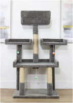 Rustic Recluse Extra Large Cat Tree 56" H x 30" W x 24" D Multi-Level Tower with Sisal-Wrapped Posts and Soft Perches Offering Spacious Play and Resting Areas for Cats