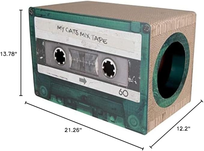 Mixtape Cardboard Cat Scratcher, Large (54 x 31 x 35 cm), Emerald