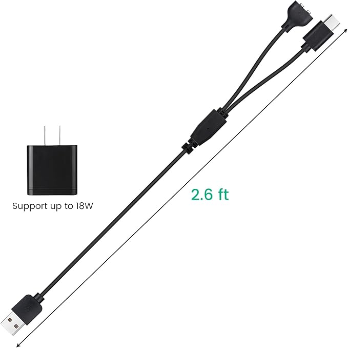 Dog Training Collar Charger for Delupet and for Yawpet Shock Collar Magnetic Charging Cable, with 18W Fast-Charging Power Adapter