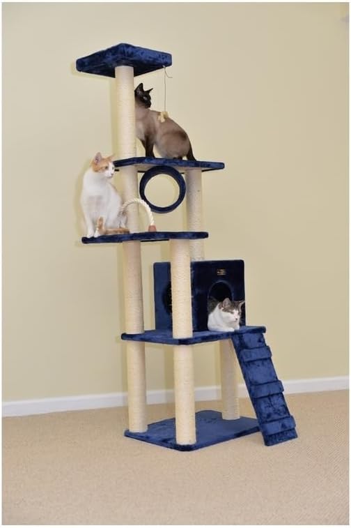 Maykoosh Navy Cat Tree Tower with Scratching Posts & Playhouse - Multi-Level