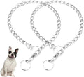 Silver Choke Dog Collar,2-Pack Metal Slip Link Martingale Dog Collar Training Heavy Duty Dog Choker Collar Boys Girls Puppy Collars for XXS XS Small Medium Large Big Breed Dogs,XXS