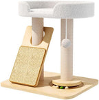 Simcat Cat Tree for Indoor Cats Large Adult, Cat Tower ower with Scratching Board/Post，Cat House with Solid Wood Turntable and Catnip Ball for Play