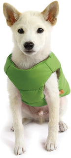 Gooby Padded Vest Dog Jacket - Solid Green, Medium - Warm Zip Up Vest Fleece Jacket with Dual D Ring Leash Water Resistant for Small to Medium Dogs