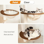 Modern Cat Tree for Large Cat, 48-Inch Tall Cat Tower with Scratching Post for Indoor Cats, Multi-Level Cat Condo with Hand-Woven Cat Bed and Acrylic Bowl