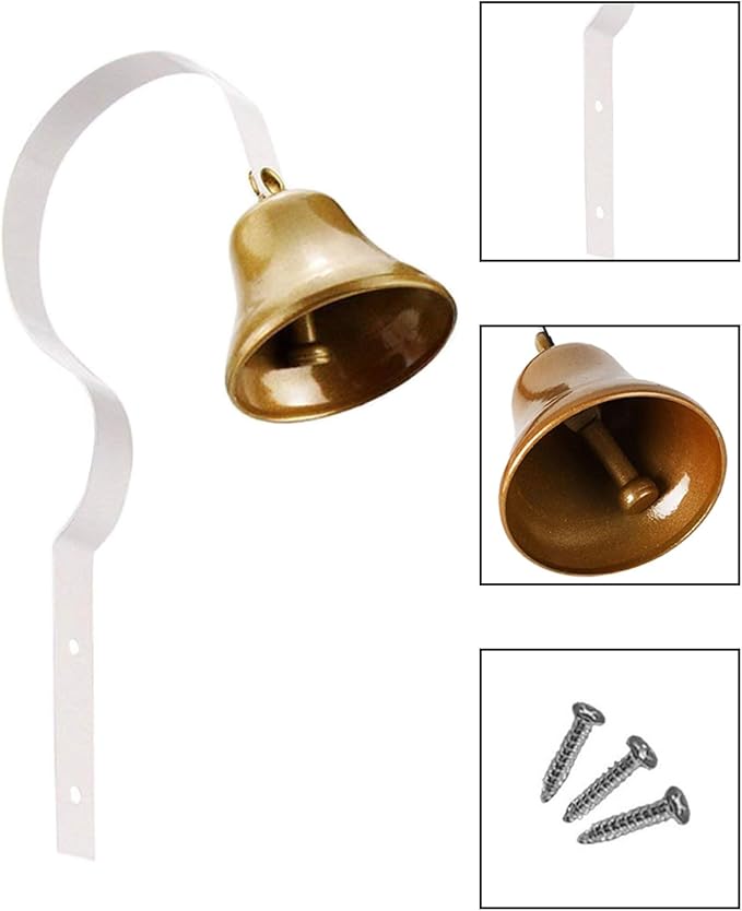 GoldTiger Dog Doorbell,Fixed Metal Dog Doorbell,Dog Bell for Door Potty Training,Bell for Dogs to Ring to go Outside,Manual Assemble Wall Mounted Dog Door Bell (White)