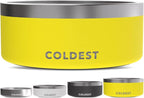 Coldest Dog Bowl - Anti Rust Metal, Non Slip, 3 Layers Insulated Stainless Steel Dog Bowls - Spill Proof & Heavy Duty - Water Bowl for Dogs, Cats & Pets, Dish Washer Safe (100 oz, Solar Yellow)