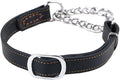 Love Dream Martingale Collars for Dogs, Leather Training Dog Collar, Stainless Steel Chain Anti-Escape No Pull Dog Collar for Medium Large Dogs (L(15.7"-20.9"), Black)