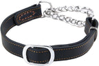 Love Dream Martingale Collars for Dogs, Leather Training Dog Collar, Stainless Steel Chain Anti-Escape No Pull Dog Collar for Small Medium Large Dogs (S(11.8"-16.9"), Black)