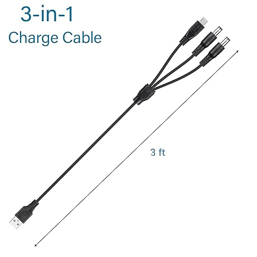 3-in-1 Charger Cord for Bousnic Shock Collar RS2, RS2A and RS2B, Fast-Charging Training Collar USB Cable
