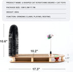 Cat Scratching Board with Cat Arch Self Groomer and Kitty Ball Toys, Cat Scratcher Cardboard for Indoor Cats, Eco-Friendly Wood, Durable, Stable and Non-Slip, Kitten Scratcher Pad (U-Shaped)