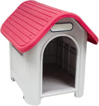 Indoor Outdoor Dog House Small to Medium Pet All Weather Doghouse Puppy Shelter (RED TOP)