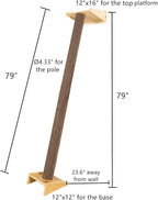 SHENGOCASE Modern 78.7“ Tall Leaning Cat Tree Tower Scratching Post Pillar with Bed Perch, Wall Mounted Cat Shelves for Window (Sisal Cover)