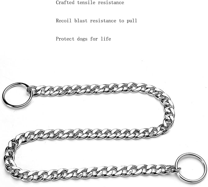 Dog Chain Collars for Large Dogs,Adjustable Flat Silver Metal Dog Collar,Heavy Duty Slip P Link Martingale Collar for Small Medium Large Big Dogs XL