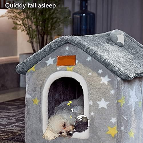 Dog House Indoor, Foldable Soft Kennel Bed Warm Cat Nest Puppy Cave with Cushion for Small Medium Large Dogs Cats (M-Within 17 lbs)