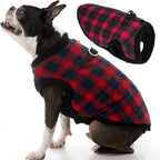 Gooby Fashion Vest Check Dog Jacket - Red Check, X-Small - Warm Zip Up Dog Bomber Vest with Dual D Ring Leash Water Resistant for Small to Medium Dogs
