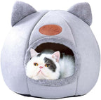 Cat Beds for Indoor Cats, Cozy Cat Cave Bed Dog House Cats Tent with Removable Cushion Pillow, Soft Warm Pet House Puppy Bed, Cute Pet Nest for Kitten Small Dog (Gray, M-13x13x13 Inches)