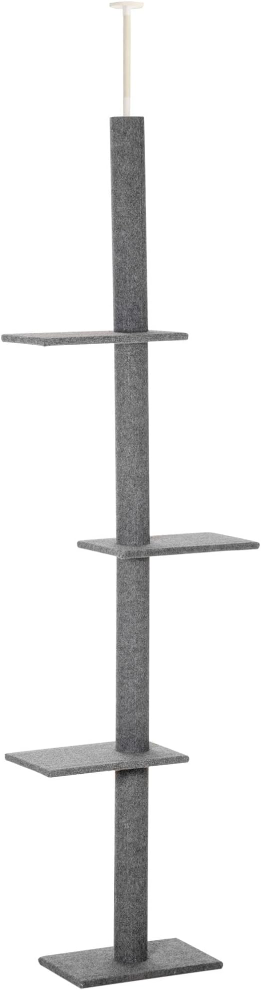 Floor-to-Ceiling 3-Tier Natural Cat Tree Sisal-Covered Scratching Posts Grey Color Multi-Functional Activity Center for Kittens