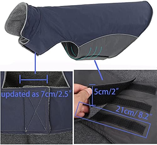 Winter Dog Coat 100% Waterproof Thicken Dog Jacket for Lab Pitbull Doberman Standard Poodle,German Sheperd Large Bread Dogs(Navy,XL)