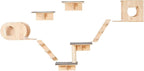 VEVOR Wall Mounted Cat Shelves and Perches with Jumping Boards, Cat Beds, Hammocks & Tree, Up to 40 lbs for Sleeping, Playing, Climbing - Set of 7