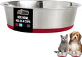 GORILLA GRIP Dog Bowl, Holds 4 Cups (32 fl oz), Food Grade 304 Stainless Steel Food and Water Bowl for Feeding Dogs and Cats, BPA Free Rubber Base, Easy Clean, Dishwasher Safe, Rust Resistant, Red