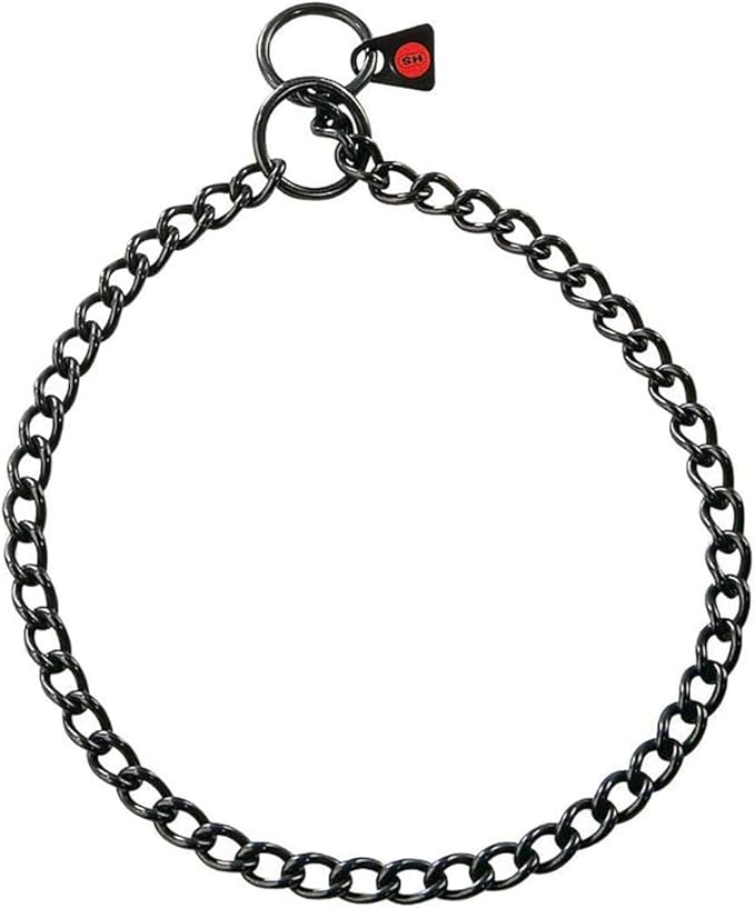 Herm Sprenger Black Stainless Steel Dog Training Collar No-Pull Slip Chain for Small Medium Large Dogs for Easy Control Made in Germany 2.5mm 24in (60cm)