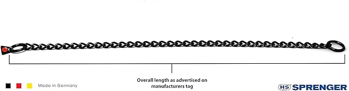 HS HERM. SPRENGER GERMANY Black Stainless Steel Choke Dog Training Collar No-Pull Slip Chain for Small Medium Large Dogs for Easy Control Show Chain Collar Made in Germany 3mm 26in (65cm)