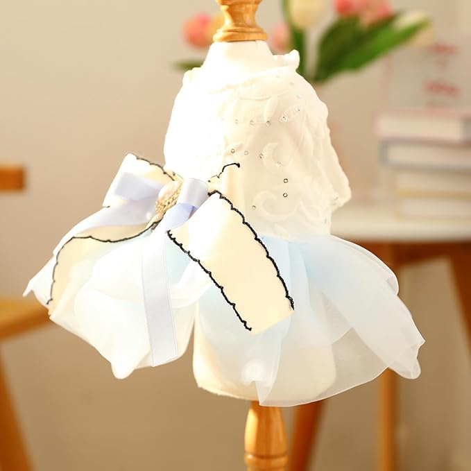 Furbabycare® Elegant Sweet Fashion Puppy Dog Blingbling Princess Skirt Pet Dog Lace Cake Camisole Tutu Dress I-Blue X-Small