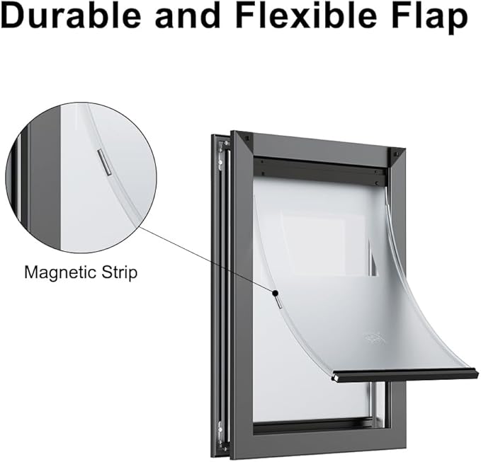 Rescumascer Aluminum Medium Dog Door for Door, Doggie Door with Two Sliding Panels, Energy Efficent Doggy Door for Medium Dogs and Large Cat up to 30lbs